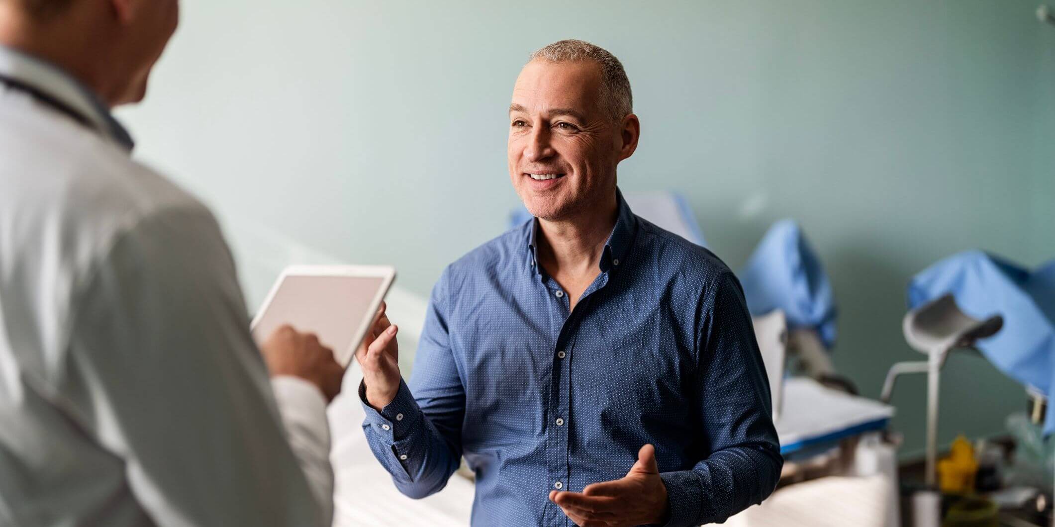 Patient talking to doctor