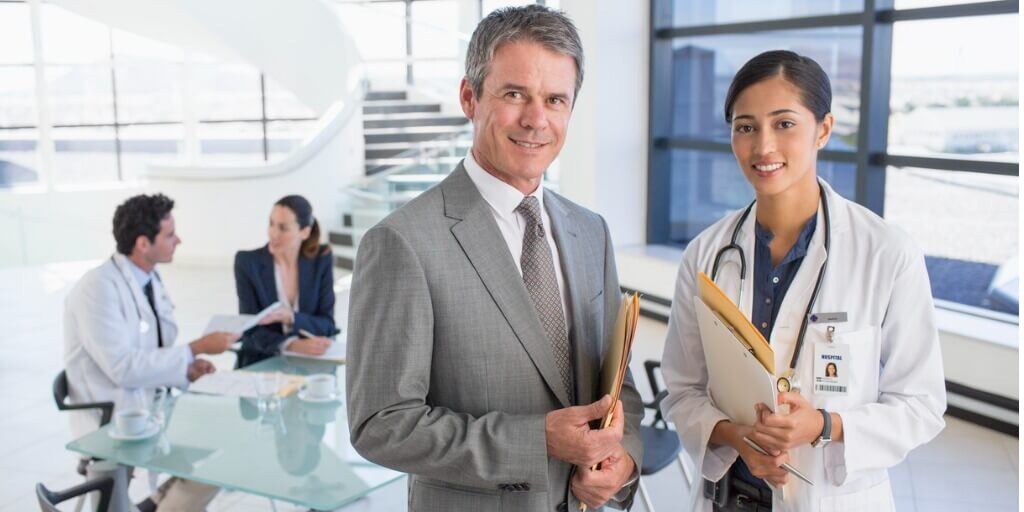 Physician with businessman